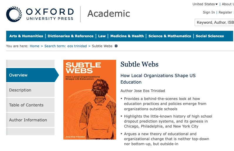 Excited to share that my book is now available for pre-order at Oxford Uni Press: bit.ly/subtlewebs

If you are interested in organizations, nonprofits, education improvement, or technology development, please consider ordering for yourself or your library.