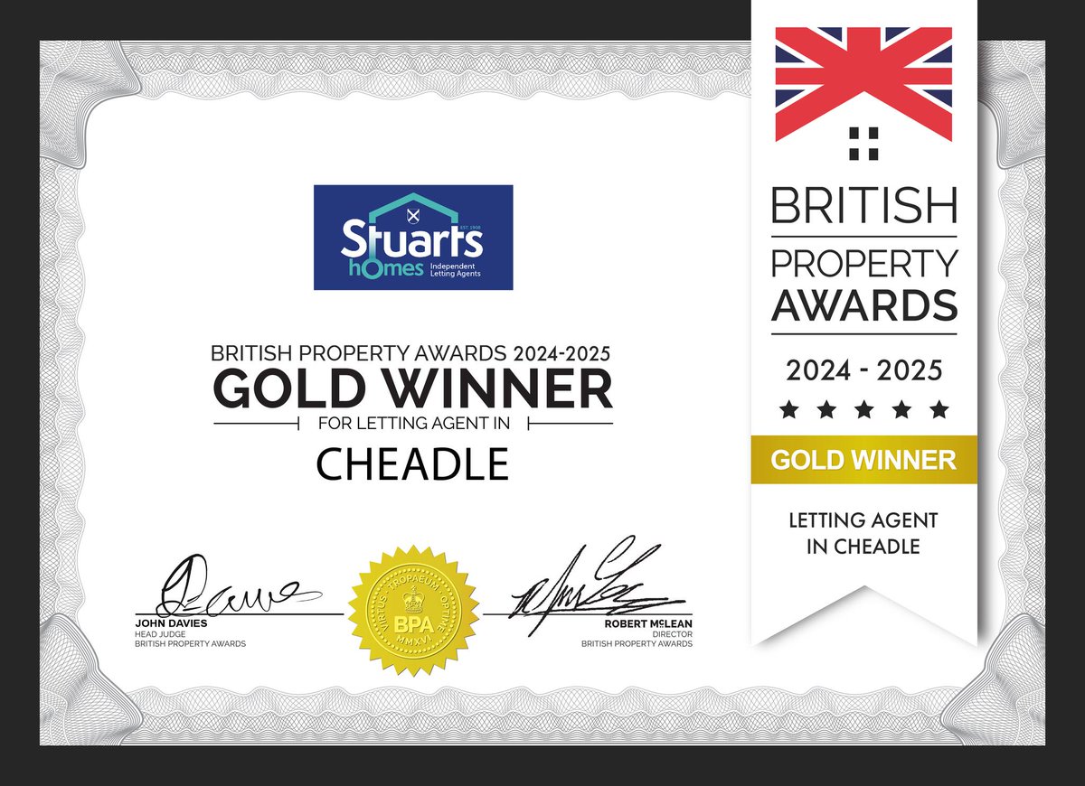 MBBC (@mbbc) on Twitter photo They did it again 🏆
We are delighted to announce that <a href="/StuartsHomes/">Stuarts Property Services Ltd</a> has won the British Property Award for Cheadle for the second consecutive year!
To come out on top as the Gold Winner is a huge achievement.
Well done guys 👏
#awards #propertylettings They did it again 🏆
We are delighted to announce that <a href="/StuartsHomes/">Stuarts Property Services Ltd</a> has won the British Property Award for Cheadle for the second consecutive year!
To come out on top as the Gold Winner is a huge achievement.
Well done guys 👏
#awards #propertylettings