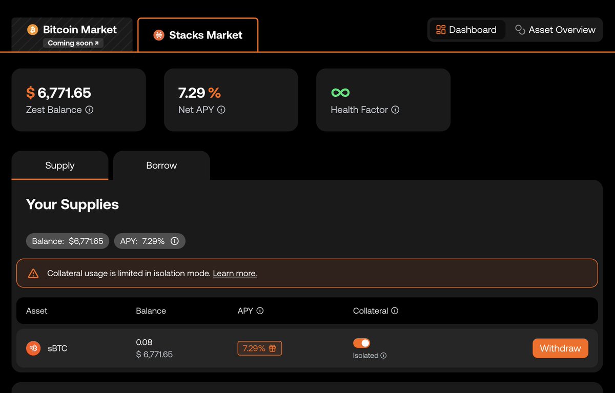 ZestProtocol's tweet photo. And with only these two steps, you can earn sBTC yield and Zest points.

Never been easier to earn BTC with BTC. 😉 https://t.co/27oJvYWtic