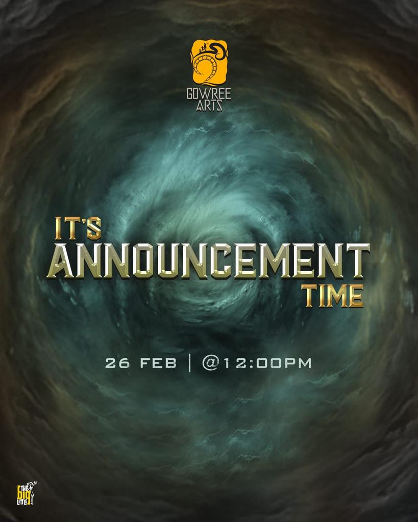 It's Time, BIG ANNOUNCEMENT Coming your way!
26th February 2025 | 12:00PM 

<a href="/kiran/">Kiran Divvela</a>.nature @ashwincm24 @sushmalm5 @alwaysjani @rakeshms1387 @prasanna_vm @harisharasu_pro @manoj_scripts @the_biglittle

#GowreeArts #BigUpdate