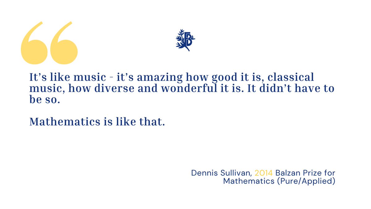 Today, we celebrate Dennis Sullivan, recipient of the 2014 Balzan Prize for Mathematics. Sullivan’s visionary approach continues to inspire generations of mathematicians and researchers. Learn more about his research at balzan.org
#DennisSullivan #BalzanPrize