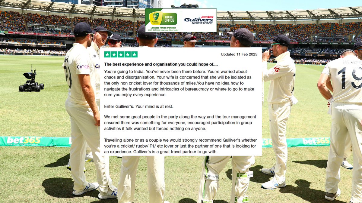 Wondering if Gullivers is the right choice for your 25/26 NRMA Insurance Ashes Series trip?🏏

We're here to put your mind at ease 🇦🇺. Don't wait, book your spot now and experience the trip of a lifetime👇

gulliverstravel.co.uk/event/2025-26-…

CATO2526/050