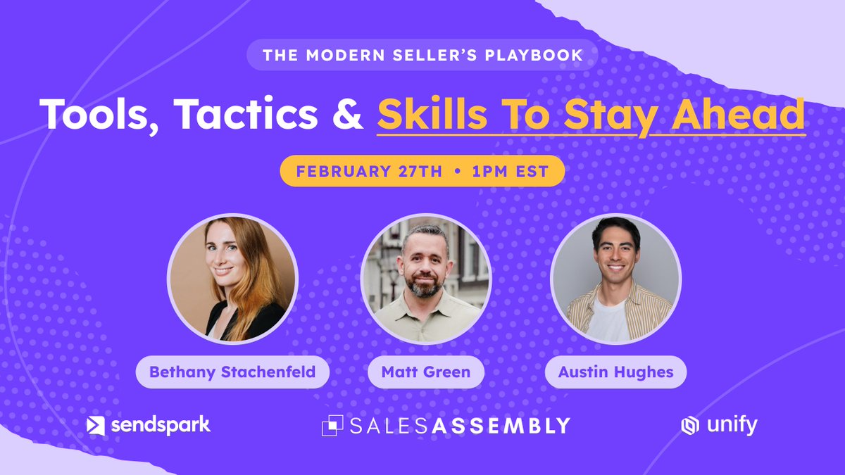 Webinar alert ⏰ 

There are SO many tools out there for sellers in 2025!

But which ones should you be using?

Which ones drive the most value?

Join us, <a href="/unifygtm/">Unify</a> and <a href="/SalesAssembly/">Sales Assembly</a> to discuss tools, tactics and skills for sellers to get ahead in 2025