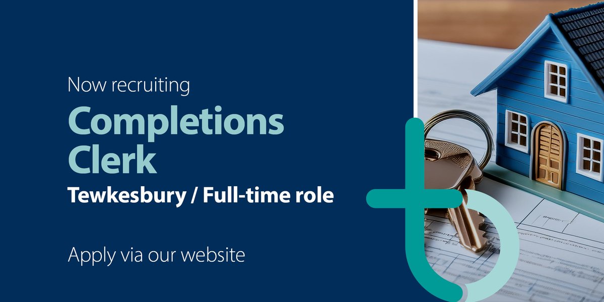 Thomson &amp; Bancks is recruiting for a Completions Clerk to join our residential conveyancing team in Tewkesbury.

Find out more and apply today: tbsolicitors.co.uk/careers/comple…

#Hiring #LegalJobs #Conveyancing #Paralegal #Recruitment #Tewkesbury