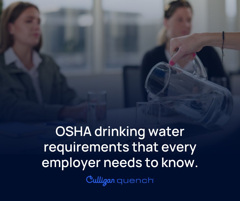 The U.S. Department of Labor states that every employer is required to provide drinking water. Learn more about the importance of workplace hydration and how your company can adhere to legal requirements with Culligan Quench: ow.ly/u9OK50UX05E

#OSHA #culliganquench