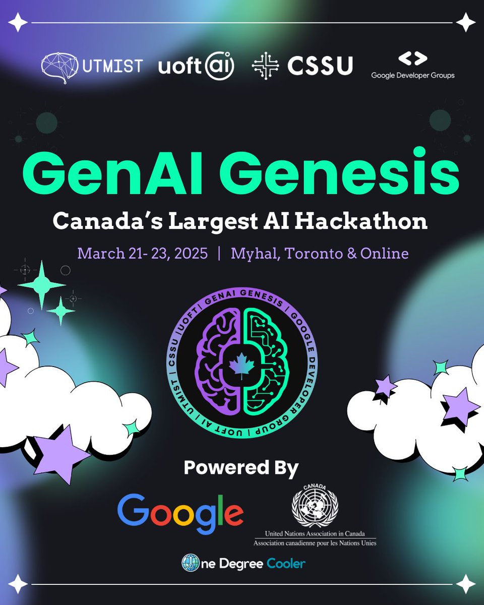 Canada's largest AI hakcathon, GenAI Genesis 2025, is now accepting applicants!

Come to Toronto on March 21-23 for the coolest hackathon you'll ever see.
genaigenesis.ca
