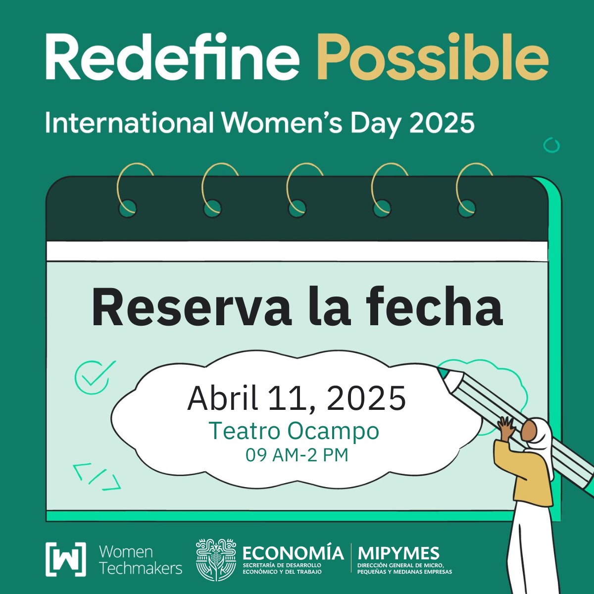🚀 ¡Aparta la fecha! 🚀 #IWDMorelos2025 llega con inspiración, tecnología y networking. 💡💪

📅 11 de abril 2025 | 📍 Teatro Ocampo | ⏰ 9:00 - 14:00 hrs
Charlas, talleres y conexiones para mujeres en STEM y emprendimiento digital. 🔥
#RedefinePossible #WomenInTech #MujeresSTEM