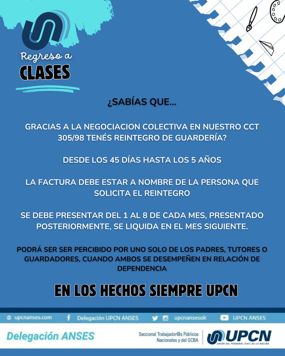 Comienza el ciclo lectivo 2025 y te recordamos las franquicias vigentes en nuestro CCT 305/98.
#upcn #upcnanses #licencias #derechos #igualdad #siot #comienzodeclases #trabajadorxsorganizadxs
