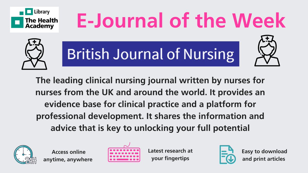 LancsHospLib's tweet photo. π₯ππ₯οΈ E-JOURNAL OF THE WEEK π₯οΈππ₯
BJN brings together nursing practice, education and leadership into one comprehensive resource. Access online today π https://t.co/YuUjnFPivh OpenAthens account required off-site π https://t.co/PQPNooWYtX #LTHTrEJournalOfTheWeek https://t.co/KlkNSI1qhv