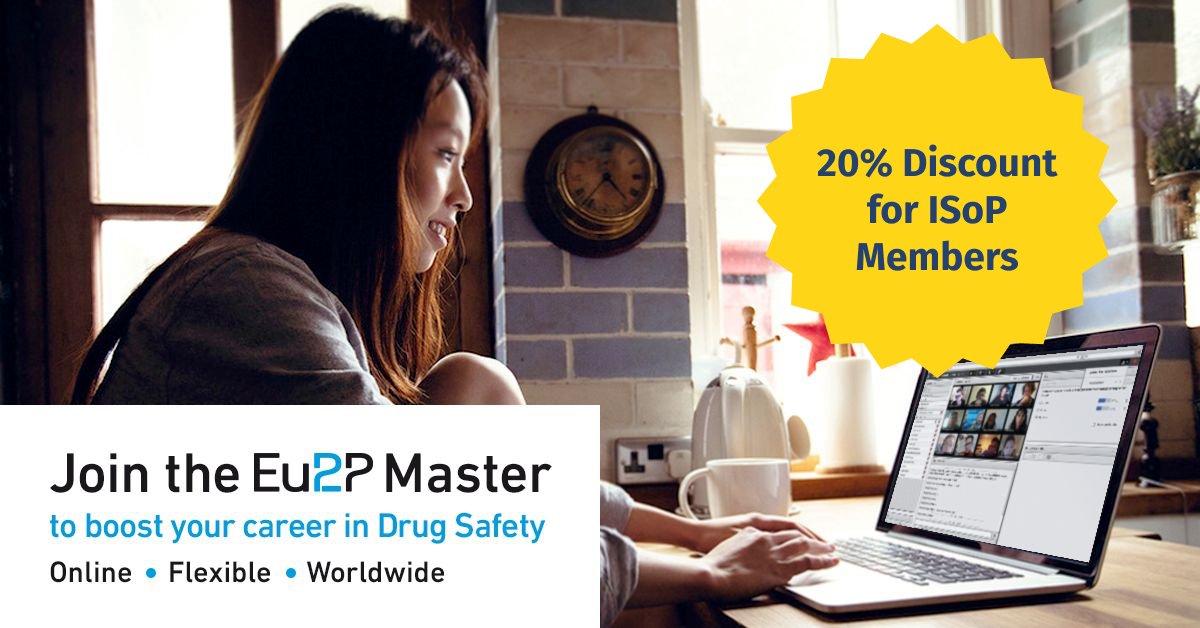🚨 ISoP Members: Get 20% off the <a href="/Eu2P/">Eu2P</a> Master’s Program!  Advance your career in #Pharmacovigilance &amp; #Pharmacoepidemiology with this online Master’s. Open to grads, postgrads &amp; professionals!  
✏️Apply by June 22! Learn more &amp; access your ISoP discount: isoponline.org/resources/eu2p/