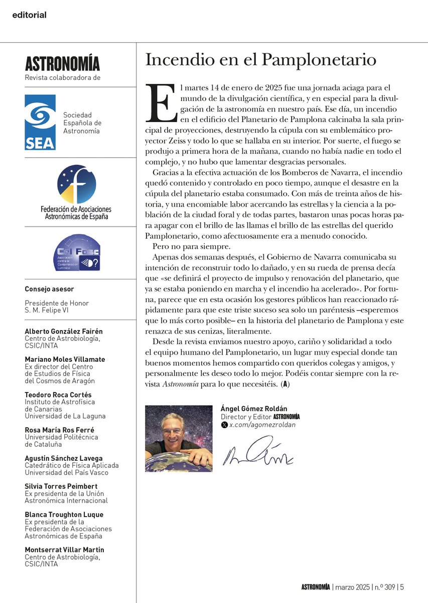 Ángel Gómez Roldán (@agomezroldan) on Twitter photo MI Editorial de <a href="/astronomiamag/">Astronomía Magazine</a> de marzo va dedicado, como no, a mi querido <a href="/pamplonetario/">Planetario Pamplona</a>. Ojalá sus estrellas vuelvan lo antes posible. MI Editorial de <a href="/astronomiamag/">Astronomía Magazine</a> de marzo va dedicado, como no, a mi querido <a href="/pamplonetario/">Planetario Pamplona</a>. Ojalá sus estrellas vuelvan lo antes posible.