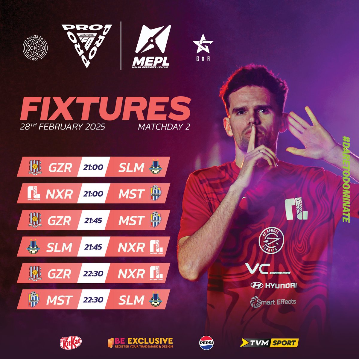 Get ready for another thrilling night of the Malta ePremier League 2024/25 🎮⚽

This Friday, 28th February, Group B takes center stage with a full slate of matches 🗒️

Catch all the action LIVE on <a href="/TVMSport/">TVM Sport</a>+ from 9PM onwards! 📺

#MEPL #EAFC #DareToDominate #esports #malta