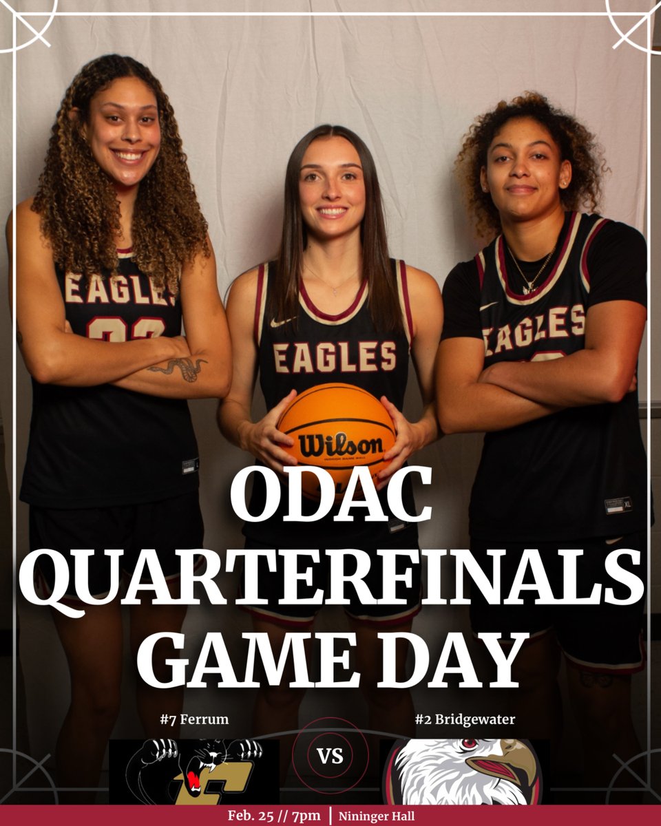 Bridgewater Eagles (@bcathletics) on Twitter photo ODAC QUARTERFINALS IN THE NEST TONIGHT <a href="/BridgewaterWBB/">BridgewaterWBB</a>!!!!
π Ferrum
βοΈ 7 PM
π Nininger Hall
π tinyurl.com/44a9n6b7
πΊ tinyurl.com/y26uyn45
π tinyurl.com/mr2vfy3b (Students and 17 & Under free)
#BleedCrimson #GoForGold #D3Hoops ODAC QUARTERFINALS IN THE NEST TONIGHT <a href="/BridgewaterWBB/">BridgewaterWBB</a>!!!!
π Ferrum
βοΈ 7 PM
π Nininger Hall
π tinyurl.com/44a9n6b7
πΊ tinyurl.com/y26uyn45
π tinyurl.com/mr2vfy3b (Students and 17 & Under free)
#BleedCrimson #GoForGold #D3Hoops