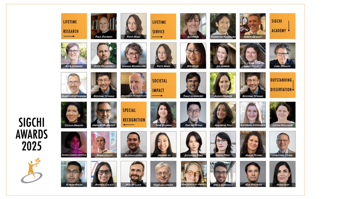 sigchi's tweet image. 🎉 We're delighted to announce the recipients of the 2025 ACM SIGCHI Awards! Congratulations to these incredible awardees!