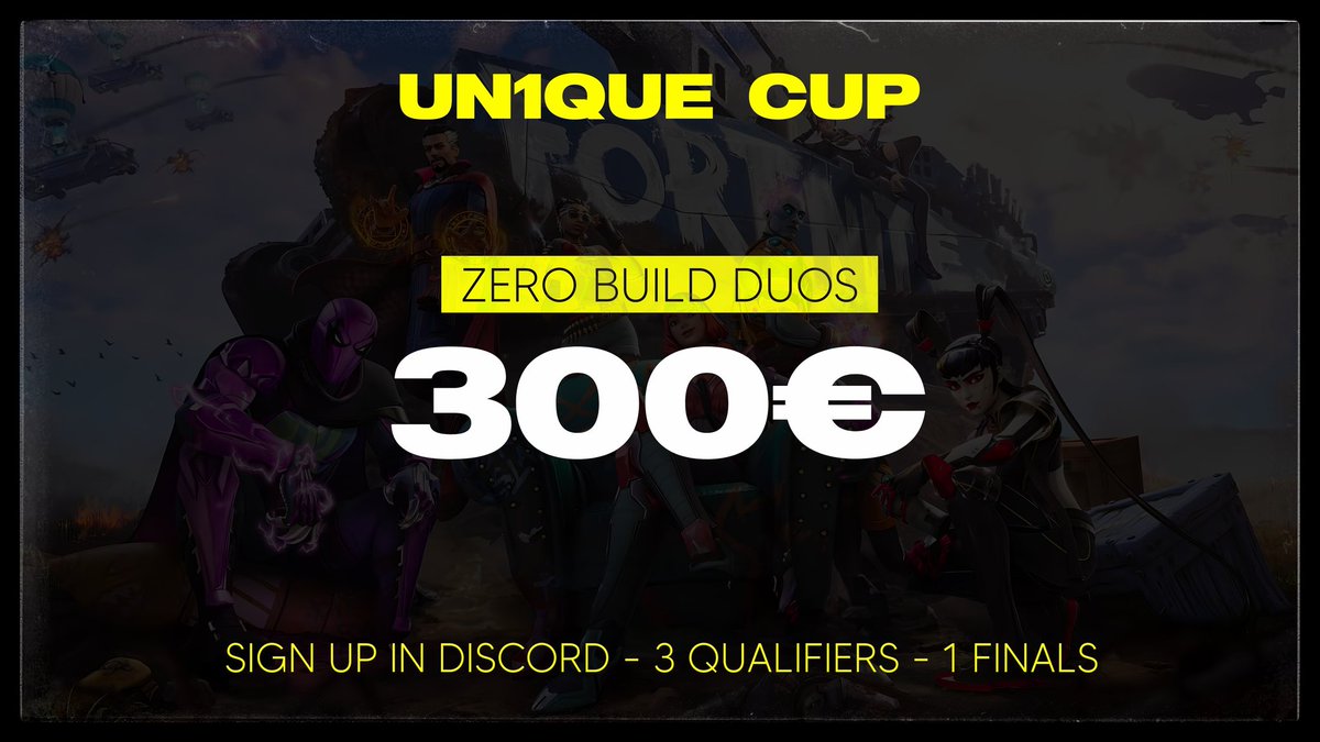 I'm hosting the 300€ [UN1QUE] ZB Duos Cup on twitch.tv/r10corleone ! 🏆

• 28th Feb ➡️ Qualifiers 1
• 1st March ➡️ Q2
• 2nd March ➡️ Q3
• 9th March ➡️ Finals

• Prize Pool 🤑 300€

⚠️ How to Play :

- Follow
- RT + Like
- Join Server : discord.gg/tjv2RGHX