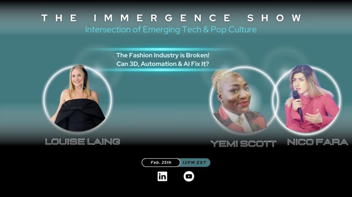 The fashion industry is broken—let’s talk solutions. Join me at 5 PM GMT on The Immergence Show! 🚀 
#FashionTech #Sustainability

linkedin.com/events/thefash…