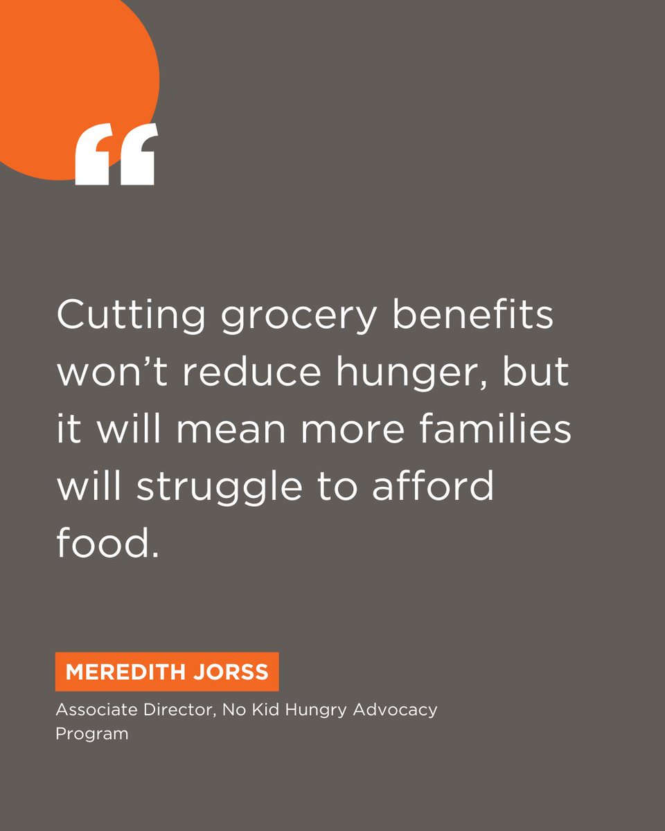 As the House of Representatives returns to Washington this week, we urge them to consider how these cuts would affect the 40 million Americans, including 1 in 5 kids, who use SNAP and vote against this resolution. #ProtectSNAP #NoKidHungry