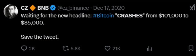 MMCrypto's tweet photo. Waiting for the new headline 2029: #Bitcoin “CRASHES“ from $1‘200‘000 to $900‘000.

Save the tweet. https://t.co/sgyDgxXfm7