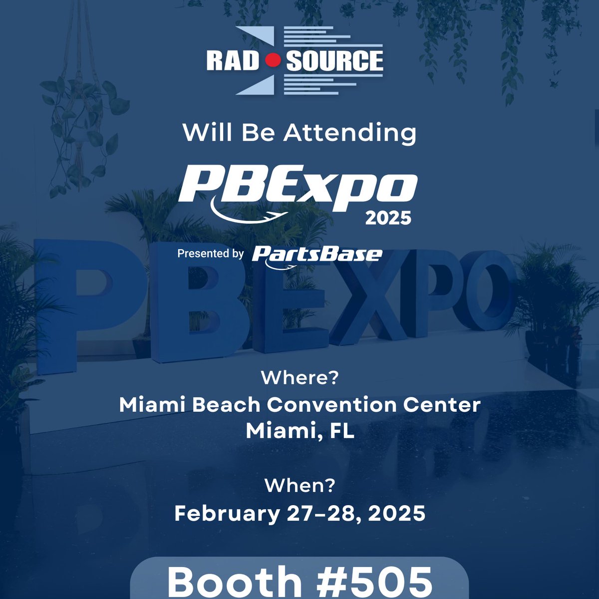 radsourcetech's tweet photo. Rad Source is heading to #PBExpo2025  on Feb 27-28 in Miami, FL!

Join us at the Miami Beach Convention Center for this top aviation &amp; aerospace event. General admission is free! @PBExpo

Visit Booth #505 &amp; register now: https://t.co/dfsZk6Albn

#ForwardInFlight #Aerospace #NDT https://t.co/Mrmt3LD9mK