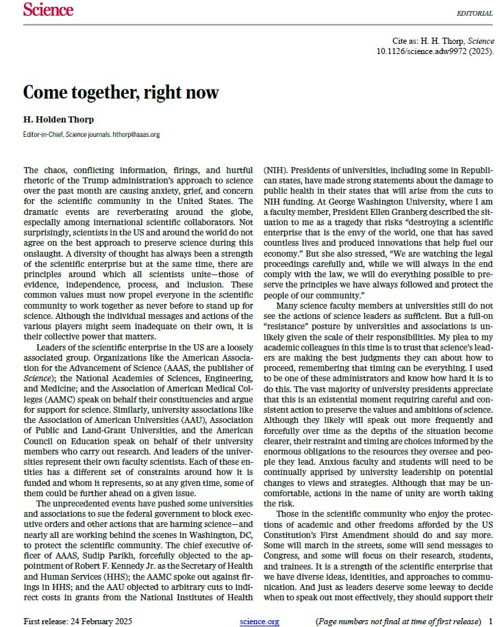 No dejen de leer el último editorial de la revista Science: