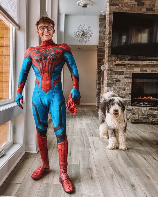 Trying on my new Spider-Man suit and my son Appa thought it was cool https://t.co/PQsV0mdUjQ