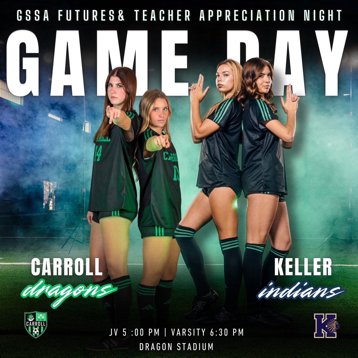It is Game Day!! Winner will sit a top of the 4-6A table. Come out to support your Lady Dragons for GSSA/Futures and Teacher Appreciation Night.
🆚 Keller
🏟️ Dragon Stadium
⏰ Varsity 5:00 | JV 6:30
#LDS#6A #soccer #carroll #southlake #showtime