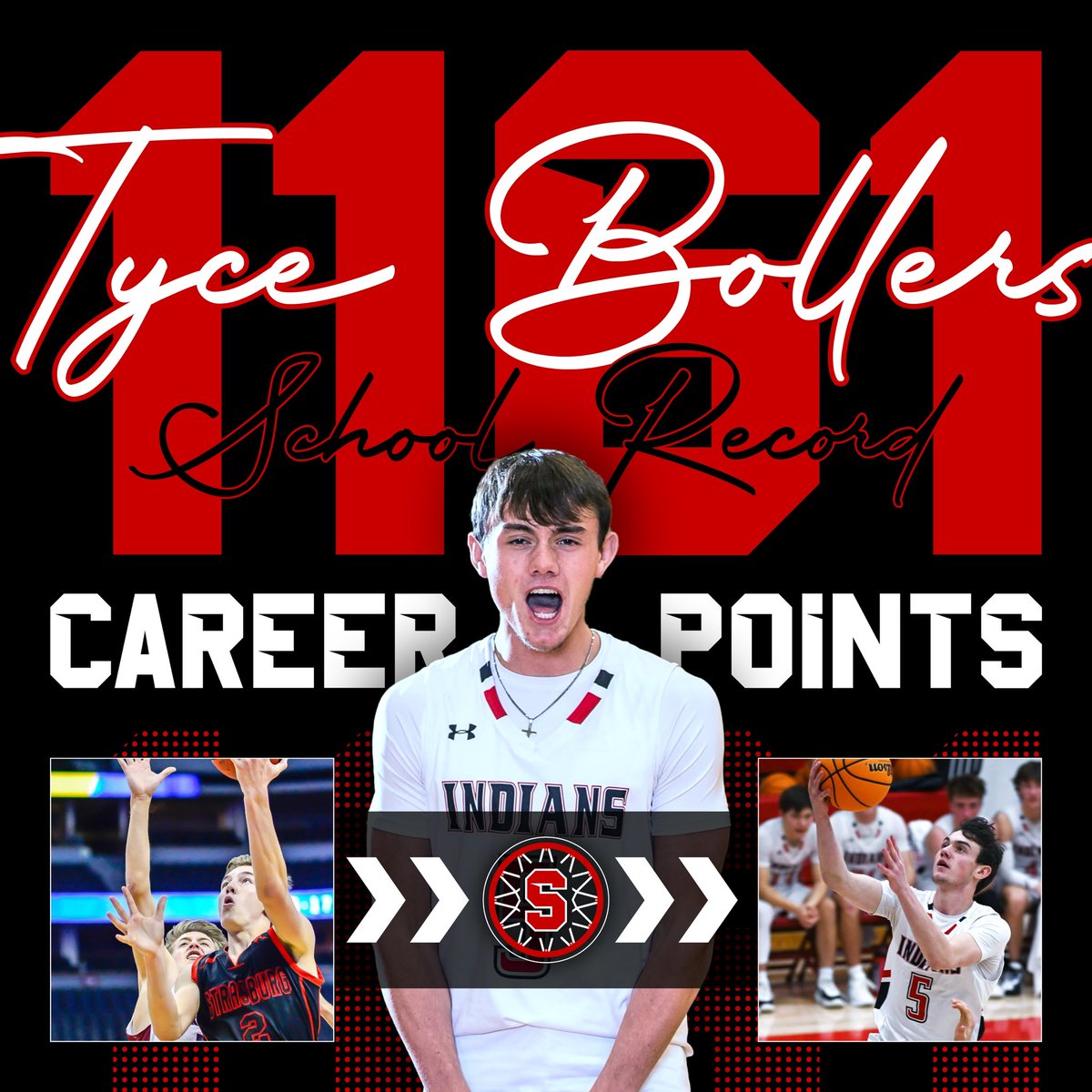 Congrats to <a href="/T_bollers5/">Tyce Bollers</a> on passing the career scoring record in Strasburg history! Tyce hit 1,161 points last Friday, surpassing the previous record of 1,160 points held by Strasburg legend Conner Martin. Proud to have both of these guys at the top of our scoring list. #BurgHoops