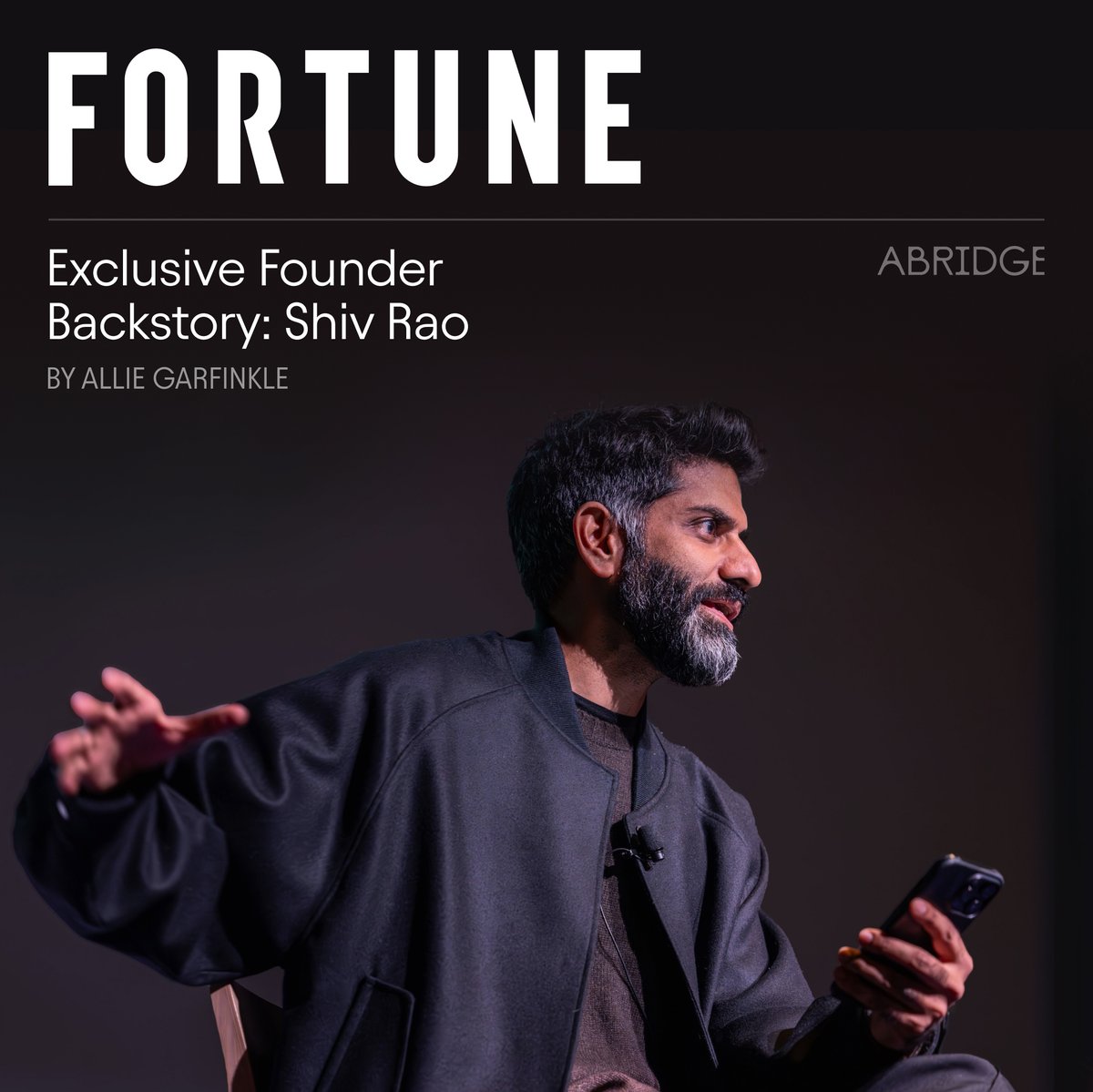 AbridgeHQ's tweet image. .@FortuneMagazine unveils the @ShivdevRao backstory—it’s special.

✨This exclusive profile of Shiv features @juliajchou, @zacharylipton, our investors, and health system leaders. Discover Shiv’s most interesting “side quests,” what the term “hope camels” means to us, and how…