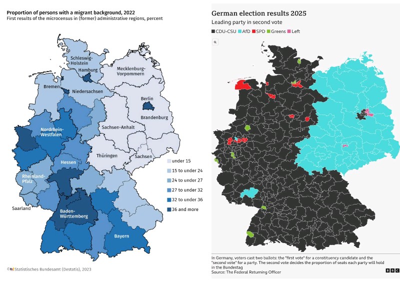 Ma guarda: xenofobia e #razzismo pagano soprattutto dove i #migranti non ci sono. 
Droite caviar.

Mica solo in #Germania, neh.