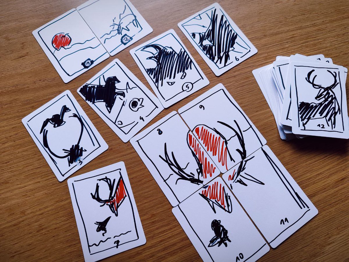 Also the game-design is happening: we’re heavily prototyping.

Some co-op, some strategy, a bit of Texas Hold ’em, and a fierce hunter on our trail.

It’ll be good.

#gamedev #cards