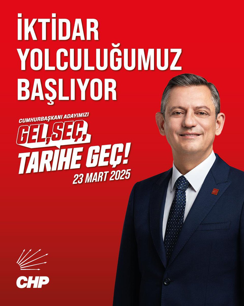 Çağrımız Türkiye Cumhuriyeti’nin tüm yurttaşlarınadır. Cumhuriyet Halk Partisi olarak tarihin akışını değiştirmeye, o akışı değiştirecek Cumhurbaşkanı adayımızı seçmeye davet ediyoruz.
#GelSeçTariheGeç