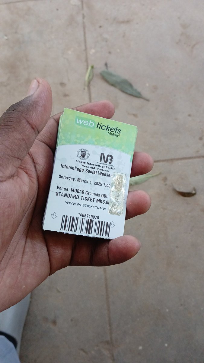 I have tickets for sale for the upcoming  Southern Region Intercollege Social weekend show. Going at 6k each. Free delivery around MUBAS campus, MCA campus, Naperi, Chitawira, Chichiri, and Mandala.