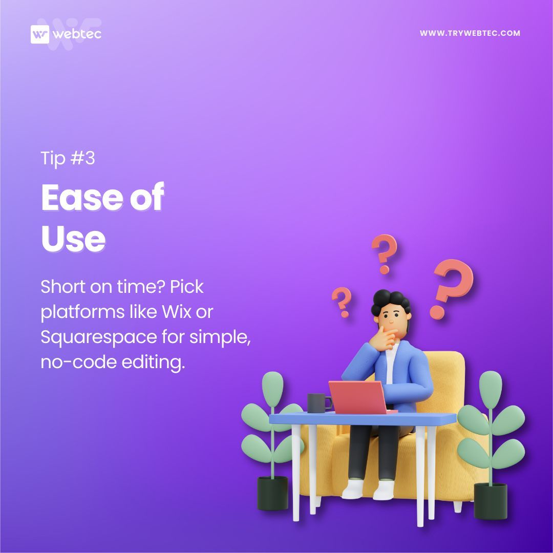 Webtecwebagency's tweet image. Quick Tips #7: 🖥️ Choosing the right platform for your website is crucial for success! Whether it’s WordPress, Shopify, or something else, make sure it aligns with your goals and needs. 💡🚀 

#WebsiteTips #PlatformChoice #WebDesign #QuickTips #Webtec