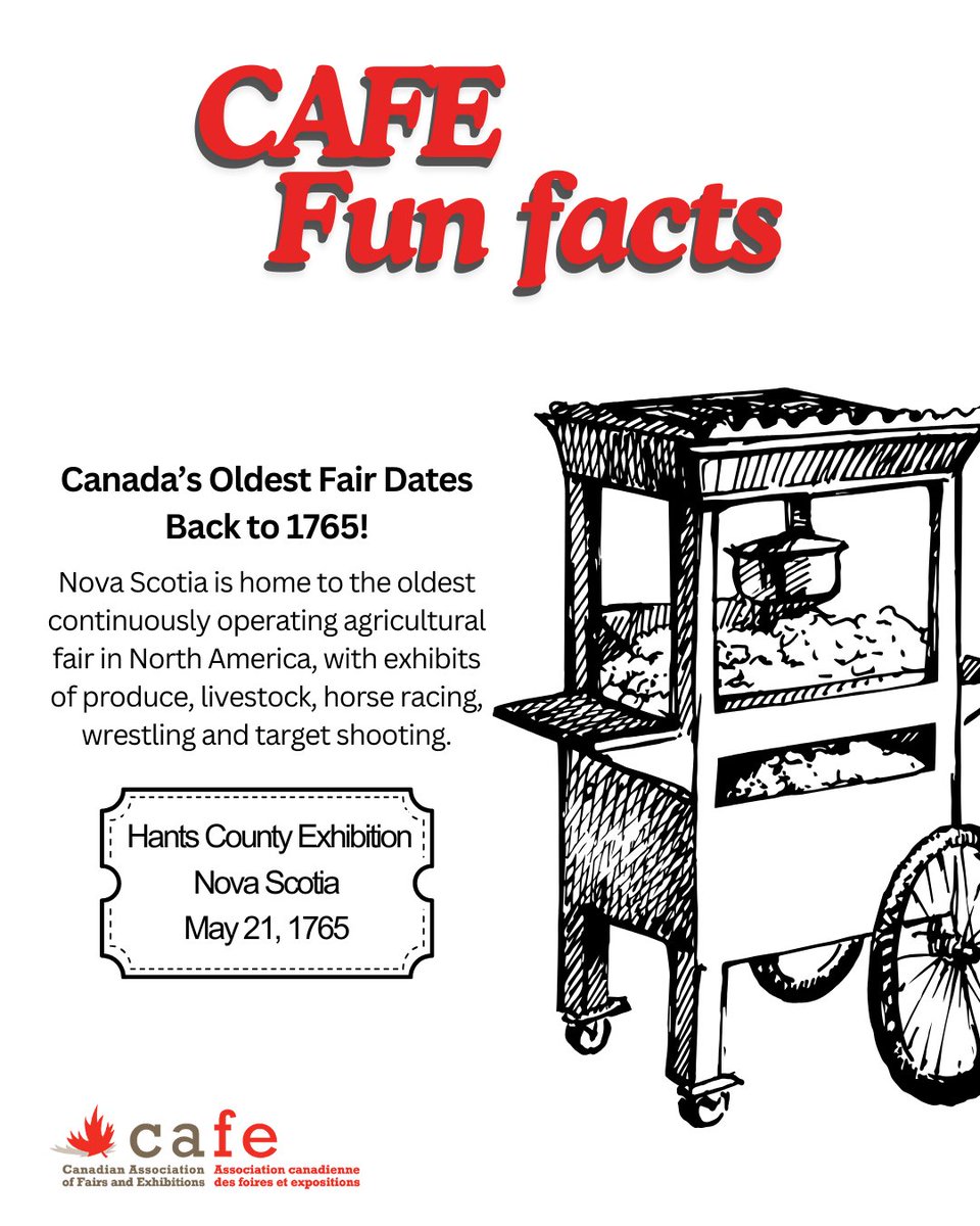 The Hants County Exhibition turns 260!
North America's oldest agricultural fair began in 1765 with horse racing, livestock &amp; wrestling.

Winners received 🏅
· A saddle &amp; bridle for the most horses 🐎
· A butter churn for the best cow 🐄
· A lace hat for the top young wrestler 🤼