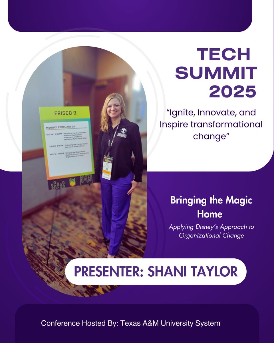 Shout-out to our team for representing Tarleton IT at the 2025 Tech Summit  Special recognition goes to our  Manager of Instructional &amp; AV Technology for delivering an outstanding presentation. We are so proud of you, Shani! #tarletonsolutions