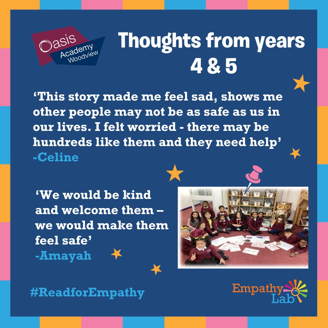 EmpathyLabUK (@empathylabuk) on Twitter photo Thank you to <a href="/oasiswoodview/">Oasis Academy Woodview</a> for their wonderful thoughts on <a href="/katerafiqstudio/">Kate Rafiq</a>, 'We Are Here'. Isn't it amazing to see children engage with this thought-provoking picture book - you can find their full review on our website 💻📚
empathylab.uk/news Thank you to <a href="/oasiswoodview/">Oasis Academy Woodview</a> for their wonderful thoughts on <a href="/katerafiqstudio/">Kate Rafiq</a>, 'We Are Here'. Isn't it amazing to see children engage with this thought-provoking picture book - you can find their full review on our website 💻📚
empathylab.uk/news