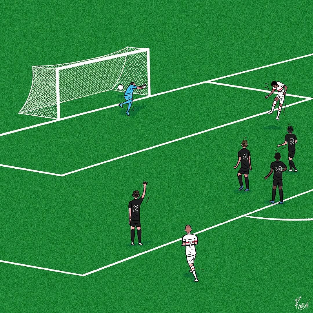 somosaopaulinos's tweet image. O desenho do gol do Paulinho, que deu o título da Copinha ao São Paulo. 🏆

📸 @caiorabiska