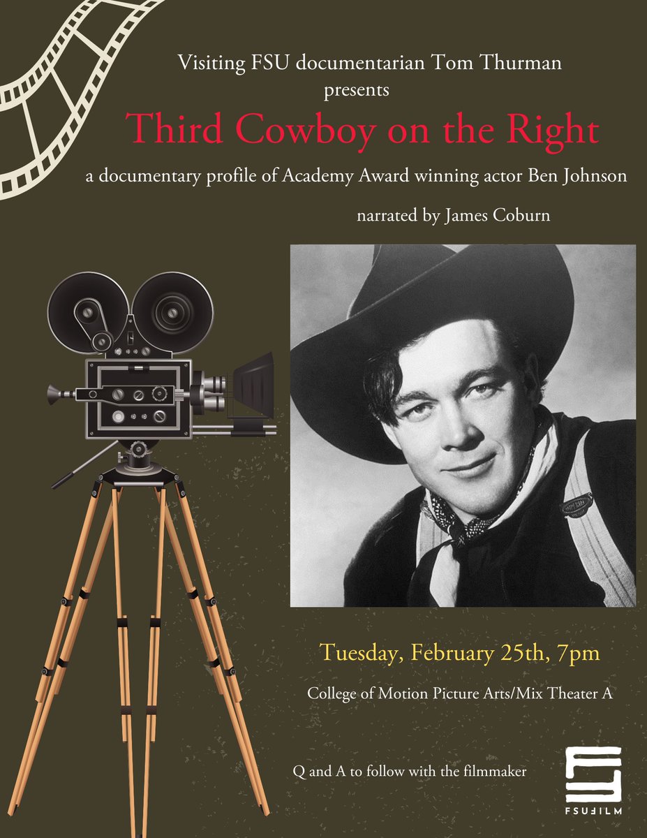 Get ready for the exciting journey tonight at 7 pm!  Witness the remarkable story of Oscar-winning actor, Ben Johnson.  Third Cowboy on the Right, features the likes of Harry Carey Jr., James Coburn, and Peter Bogdanovich sharing precious insights.