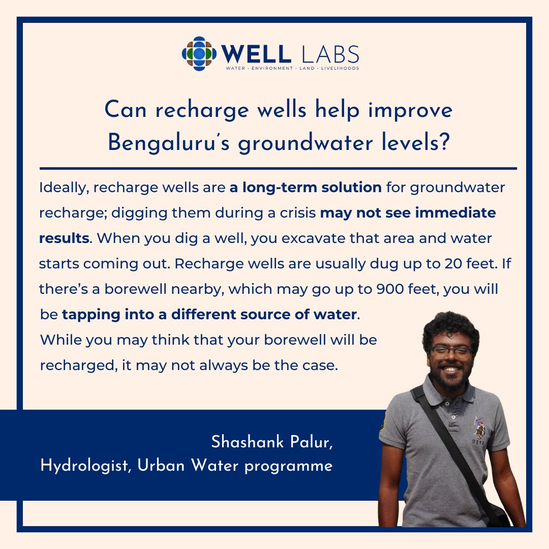 WELL Labs (@welllabs_org) on Twitter photo Featured | <a href="/ShashankPalur/">Shashank Palur</a> was quoted in a <a href="/DeccanHerald/">Deccan Herald</a> article on why experts think that the nearly 1,000 recharge wells that the BWSSB dug last summer may not be enough to see an improvement in the city's groundwater levels. Read the article here: bit.ly/41sKAKG Featured | <a href="/ShashankPalur/">Shashank Palur</a> was quoted in a <a href="/DeccanHerald/">Deccan Herald</a> article on why experts think that the nearly 1,000 recharge wells that the BWSSB dug last summer may not be enough to see an improvement in the city's groundwater levels. Read the article here: bit.ly/41sKAKG