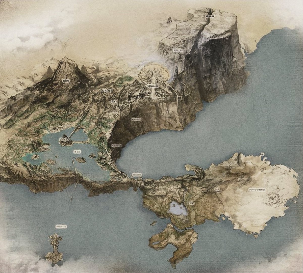 abyss1neSouls's tweet photo. Leaked Elden Ring map without the compression artifacts and the same paper grammage as the ds3 Cloth map image. https://t.co/Ml1pcBbvZJ