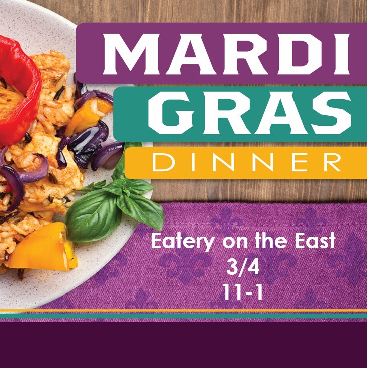 LumberjackEats's tweet photo. Join us for a Mardi Gras celebration at Eatery on the East from 11-1!!! https://t.co/4eA2shJngd