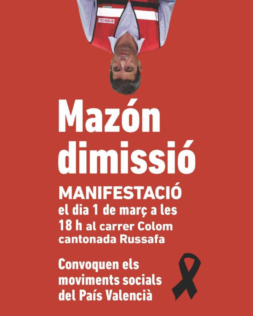 #MazónDimissió 
#1Març 
ATENCIÓ: CANVIA EL LLOC D’EIXIDA.