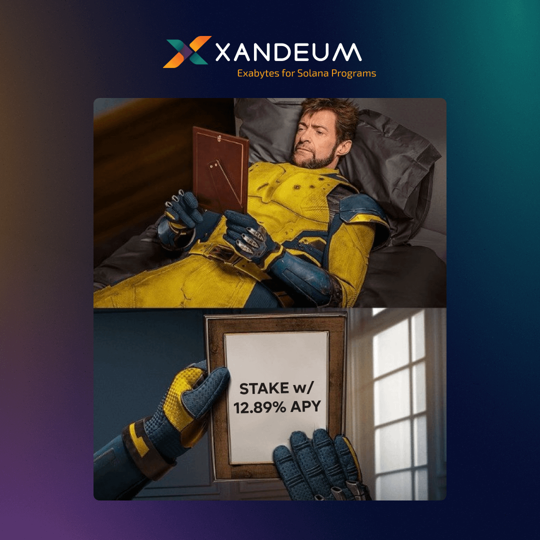 Xandeum's tweet photo. Anyone else get caught up staring at their staking rewards rolling in every season. 😏

Stake w/ 12.89% APY 👉 https://t.co/Ufbo9nWlsw https://t.co/SjShoXsEo4
