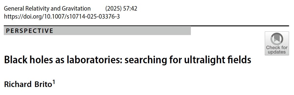 🌌 CENTRA Research News! 🌌

Richard Brito overviews how black holes can act as detectors for ultralight fields in his latest publication on #GRG <a href="/SpringerNature/">Springer Nature</a>. Could black holes hold clues to dark matter?

#Astrophysics #Physics #Science 

🔗 doi.org/10.1007/s10714…