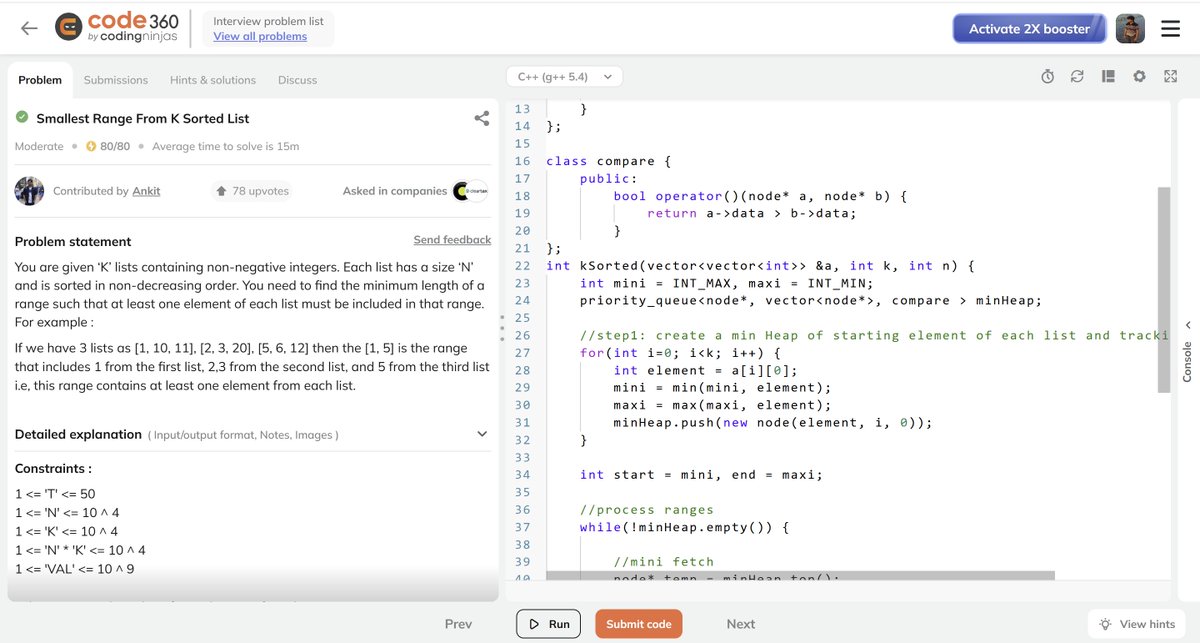 sashikantsingh_'s tweet image. Solved Heap Questions
->Smallest Range From K Sorted List
->Median in a stream
#DSA #code360 #codingninja #Learninpublic #buildinpublic
