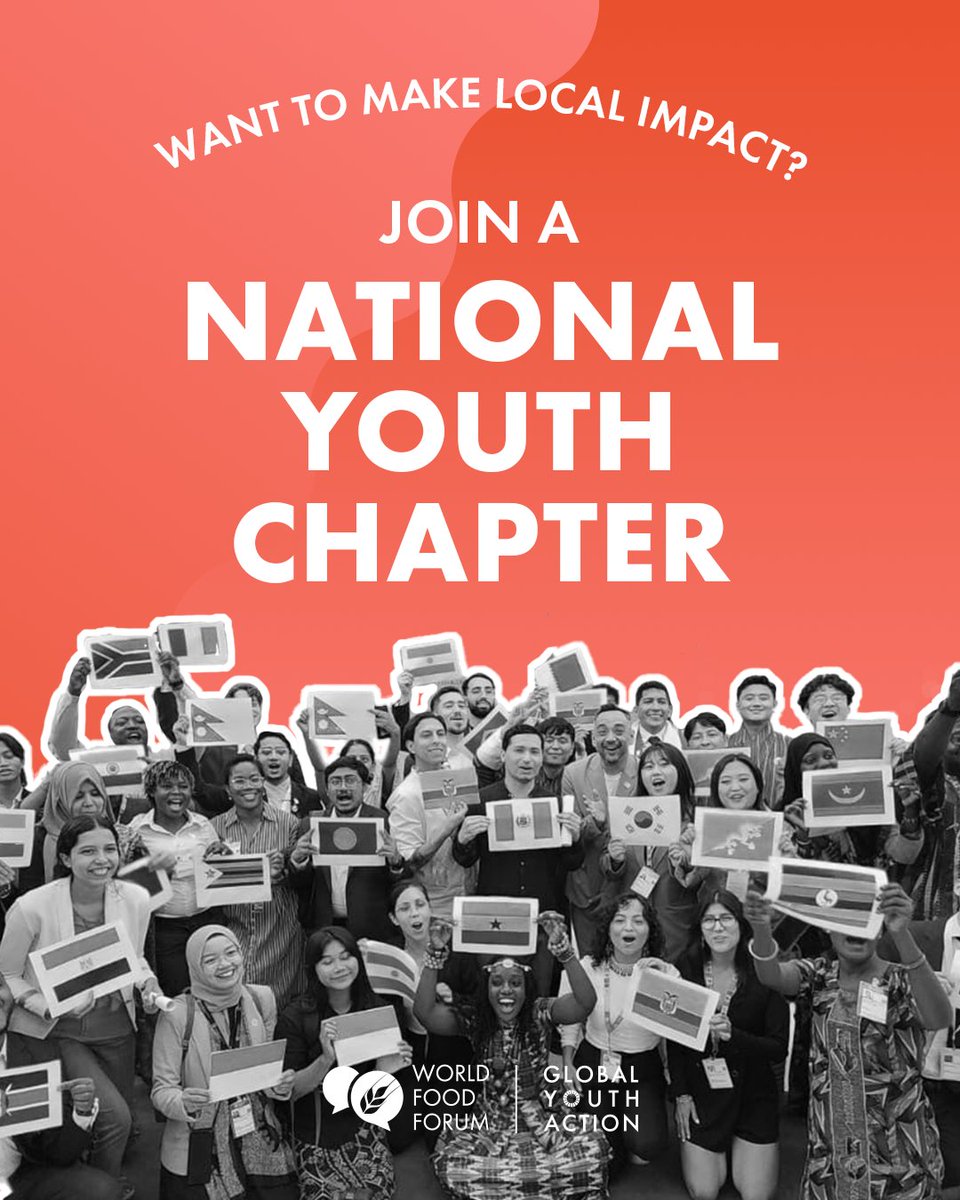 World_FoodForum's tweet photo. 🌍✨ Did you know there might be a WFF National Youth Chapter near you? They give young changemakers like you the power to take local action, shape policies and create a more sustainable agrifood system in your community 🌾

🔗 Read more: https://t.co/z35ohqmMr5 https://t.co/q4MLq1DrMT