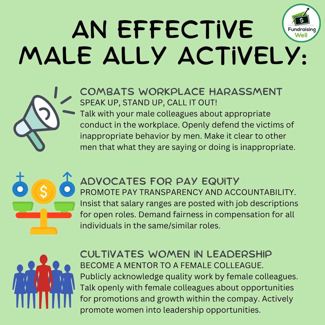 Be a Strong Male Ally in the Workplace

Supporting gender equity isn’t just about words—it’s about action. Here are a few ways every man can support the women in his workplace.

#AllyshipInAction #GenderEquity #WomensHistoryMonth #MenAsAllies #WorkplaceInclusion