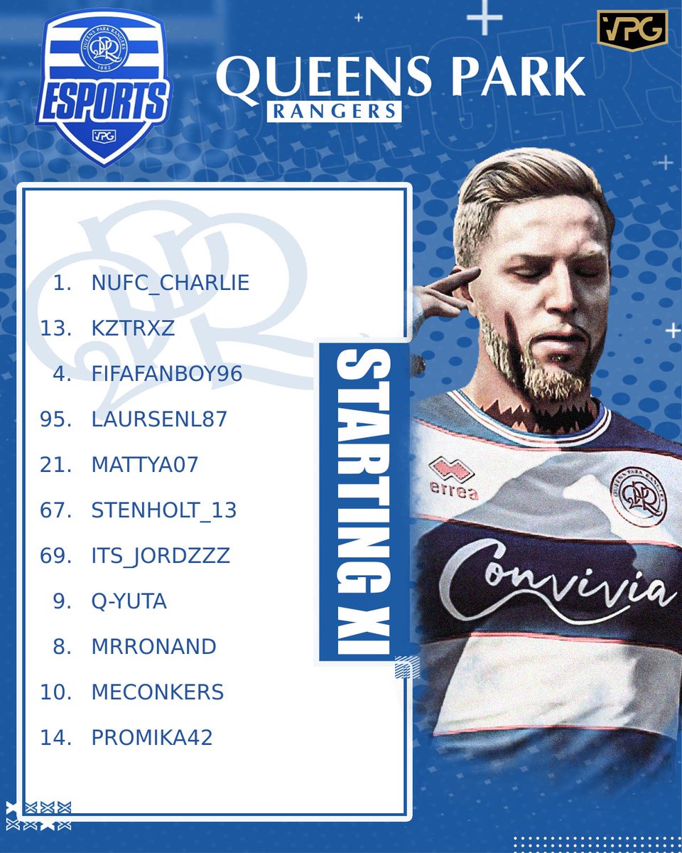 QPR eSports (@qpresports) on Twitter photo ๐ฆMD13 Team Newsโฌ๏ธ
Tonightโs starting XI:
๐ด๓ ง๓ ข๓ ฅ๓ ฎ๓ ง๓ ฟ| <a href="/NUFC_CHARLIE_/">Charlie Wilkinson</a>
๐ฉ๐ฐ| <a href="/LasseLaursen2/">Lasse Laursen</a>
๐ด๓ ง๓ ข๓ ฅ๓ ฎ๓ ง๓ ฟ| <a href="/sdear1996/">Sam dear</a>
๐ญ๐บ| <a href="/wehy93/">KG_x13</a>
๐ฉ๐ฐ| #Stenholt_13
๐ด๓ ง๓ ข๓ ฅ๓ ฎ๓ ง๓ ฟ| <a href="/MattySAFC1879/">MattyA</a>
๐ง๐ช| <a href="/therealjordy/">Jordy Verleysen</a>
๐ด๓ ง๓ ข๓ ฅ๓ ฎ๓ ง๓ ฟ| <a href="/Qyuta_/">Michael</a>
๐ด๓ ง๓ ข๓ ฅ๓ ฎ๓ ง๓ ฟ| <a href="/MrRonanD/">MrRonanD</a>
๐น๐ท| <a href="/ProMika42/">ProMika42</a>
๐ด๓ ง๓ ข๓ ฅ๓ ฎ๓ ง๓ ฟ| <a href="/ConorKershaw/">MeConkers</a>
<a href="/OfficialVPG/">Virtual Pro Gaming</a>
<a href="/proclubs_weekly/">Pro Clubs Weekly</a> ๐ฆMD13 Team Newsโฌ๏ธ
Tonightโs starting XI:
๐ด๓ ง๓ ข๓ ฅ๓ ฎ๓ ง๓ ฟ| <a href="/NUFC_CHARLIE_/">Charlie Wilkinson</a>
๐ฉ๐ฐ| <a href="/LasseLaursen2/">Lasse Laursen</a>
๐ด๓ ง๓ ข๓ ฅ๓ ฎ๓ ง๓ ฟ| <a href="/sdear1996/">Sam dear</a>
๐ญ๐บ| <a href="/wehy93/">KG_x13</a>
๐ฉ๐ฐ| #Stenholt_13
๐ด๓ ง๓ ข๓ ฅ๓ ฎ๓ ง๓ ฟ| <a href="/MattySAFC1879/">MattyA</a>
๐ง๐ช| <a href="/therealjordy/">Jordy Verleysen</a>
๐ด๓ ง๓ ข๓ ฅ๓ ฎ๓ ง๓ ฟ| <a href="/Qyuta_/">Michael</a>
๐ด๓ ง๓ ข๓ ฅ๓ ฎ๓ ง๓ ฟ| <a href="/MrRonanD/">MrRonanD</a>
๐น๐ท| <a href="/ProMika42/">ProMika42</a>
๐ด๓ ง๓ ข๓ ฅ๓ ฎ๓ ง๓ ฟ| <a href="/ConorKershaw/">MeConkers</a>
<a href="/OfficialVPG/">Virtual Pro Gaming</a>
<a href="/proclubs_weekly/">Pro Clubs Weekly</a>