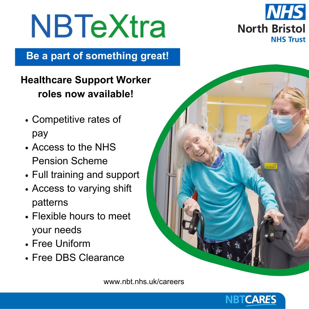 An exciting opportunity has come up to apply to join our HCSW bank🤩

Be quick though, applications close prompt on Friday morning!⏰

To find out more about what is required and to apply👉 nbt.nhs.uk/careers/curren…