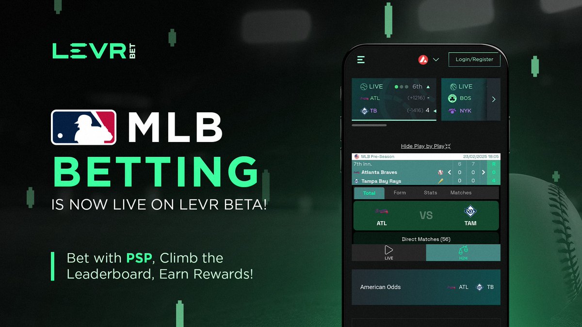 🫵 MLB Betting is LIVE on LEVR Beta! ⚾

The wait is over—bet on MLB games with up to 5x leverage and stack $PSP rewards in our beta!

How to Play: 
✅ Claim free PSP in LEVR Lab 
✅ Bet on MLB games in real-time 
✅ Climb the Leaderboard for exclusive rewards

Our MLB season